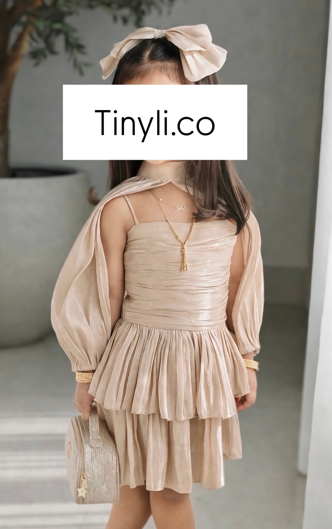Silky dress-beige