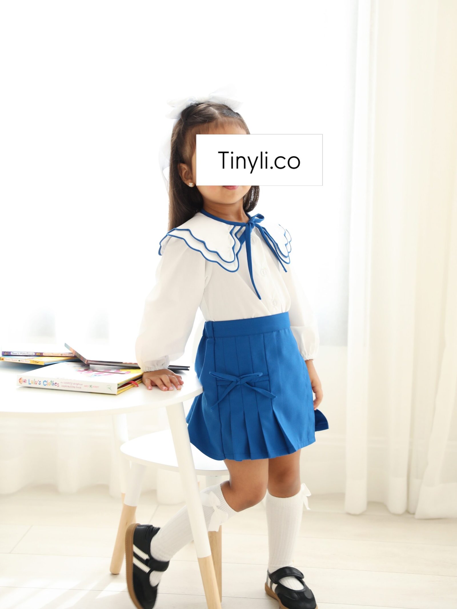 Blue pleated skort only تنورة فقط - Image 3