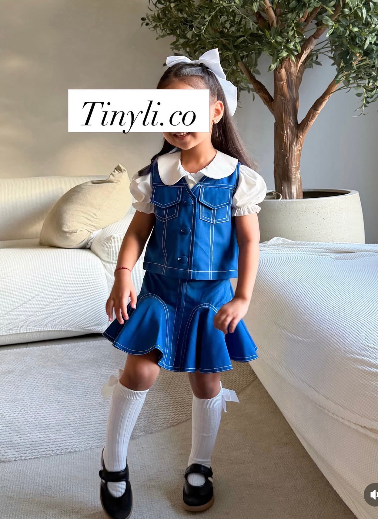 Blue set skirt&vest