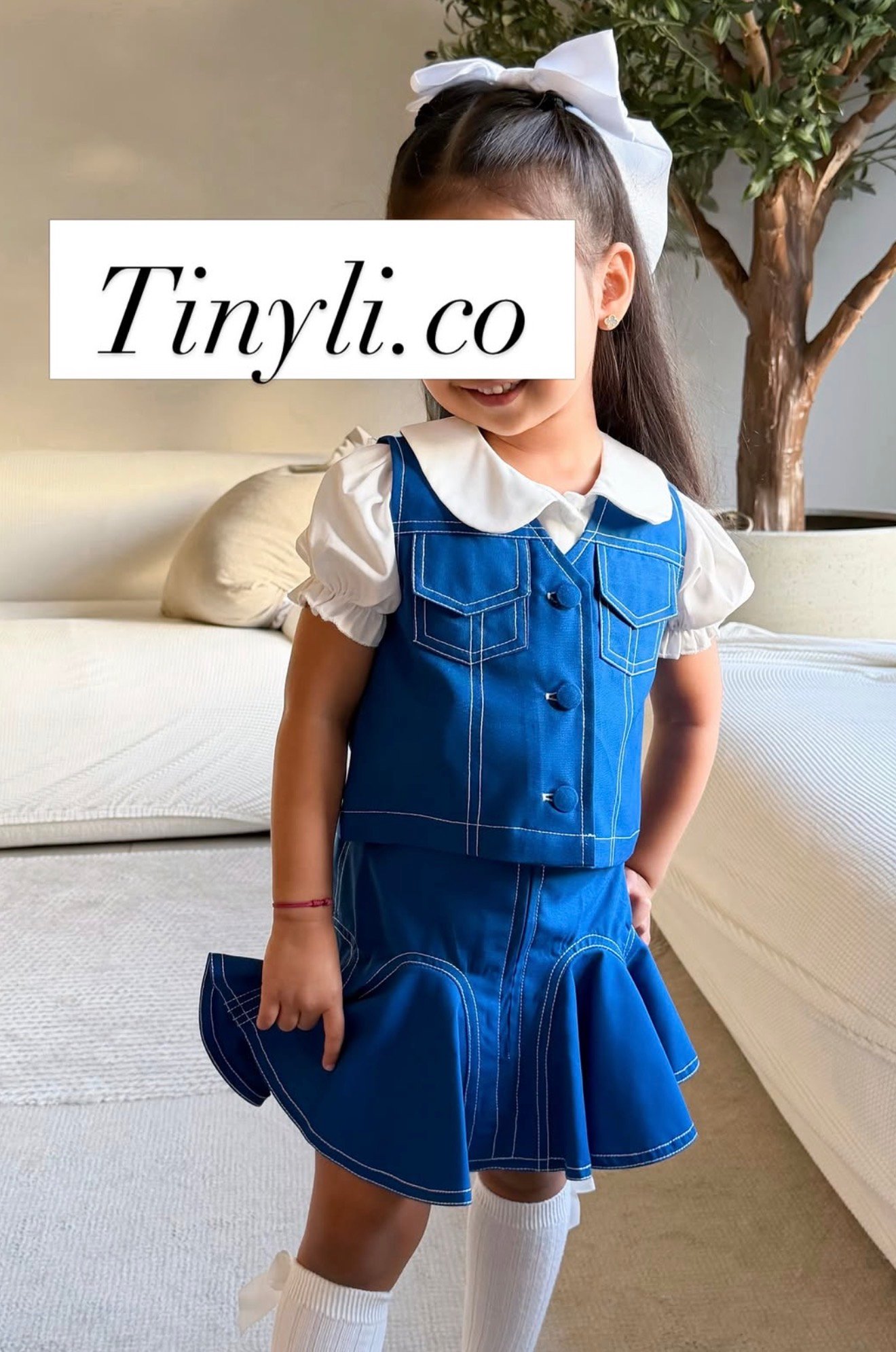 Blue set skirt&vest - الصورة 3